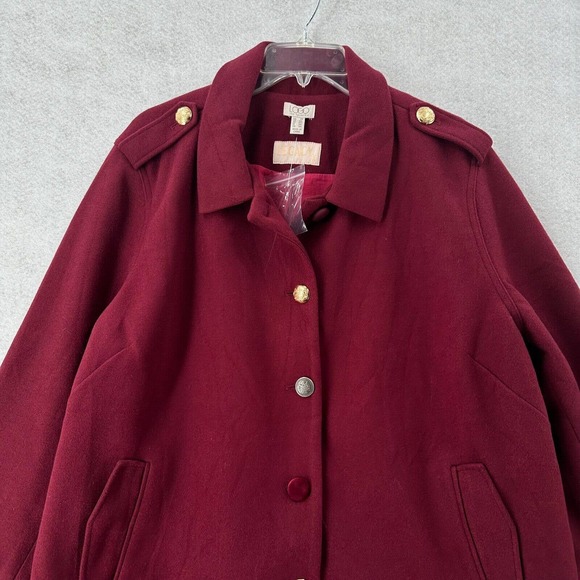 NEW LOGO by Lori Goldstein Peacoat 2X‎ Legacy Double Knit Coat Wineberry Jacket - Picture 3 of 13